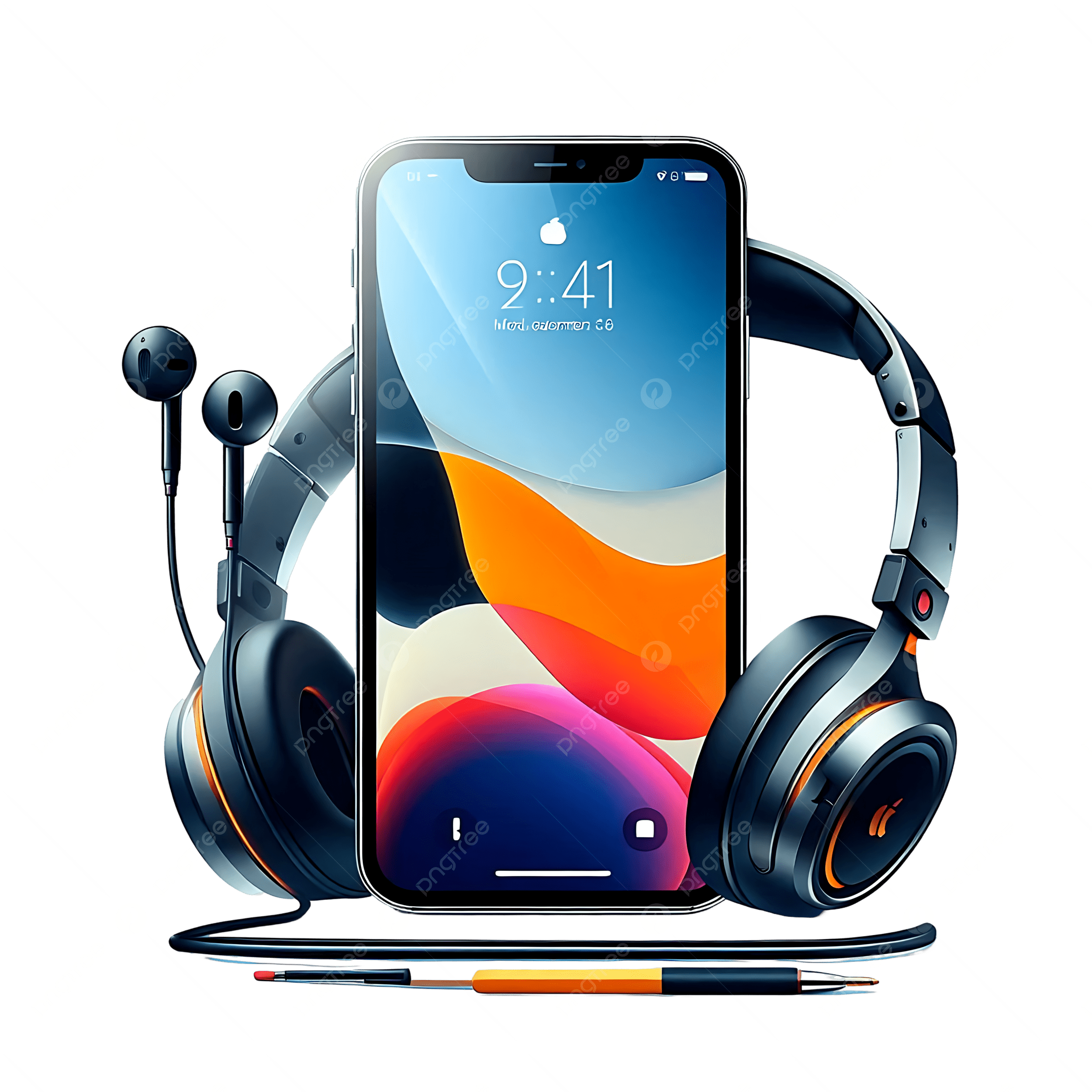 pngtree stylish mobile phone with headphones tech accessories for everyday use png image 19792395